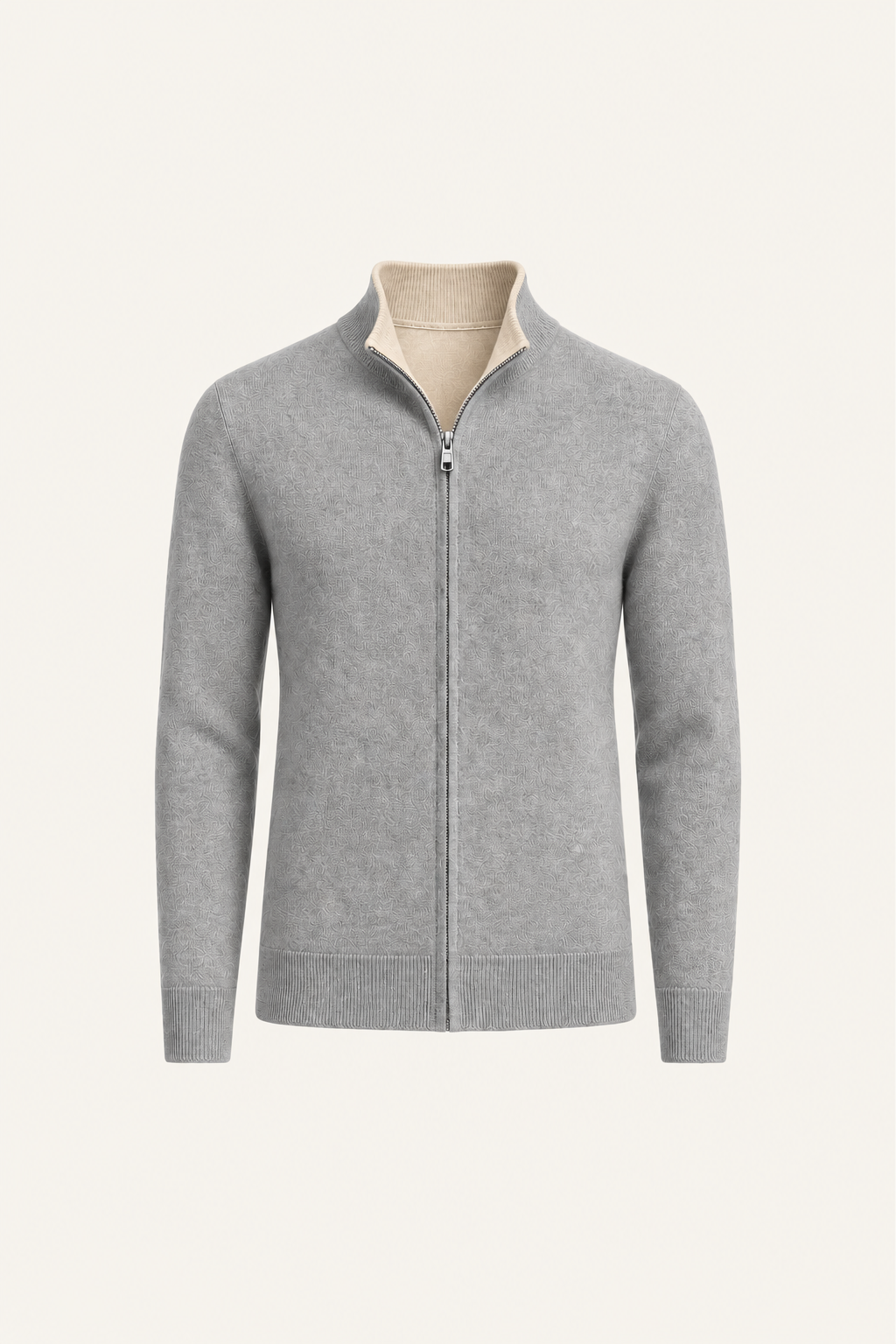 Sivaro Cashmere Reversible Zip Knit Beige & Grey
