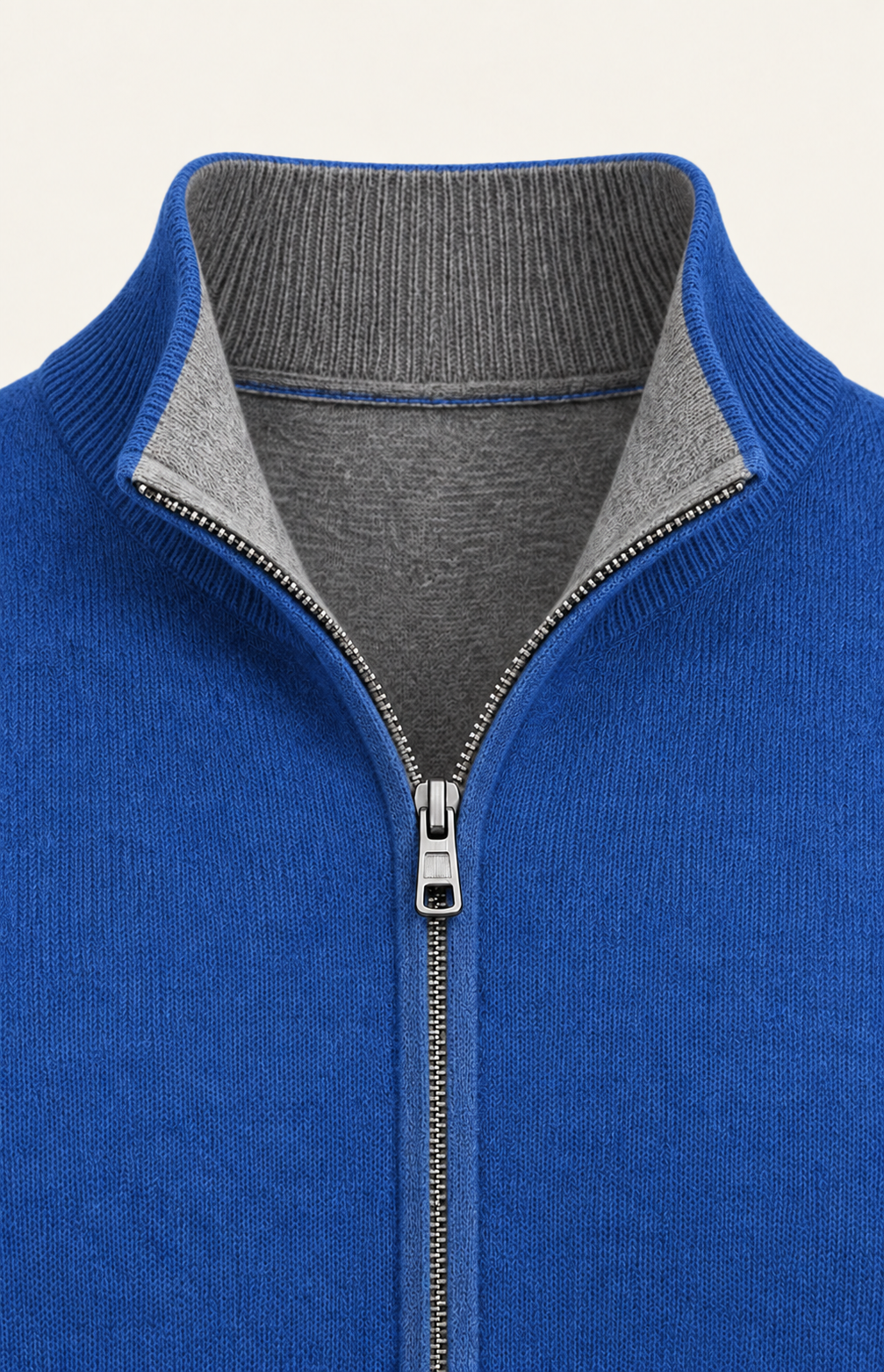 Sivaro Cashmere Reversible Zip Knit Blue & Grey