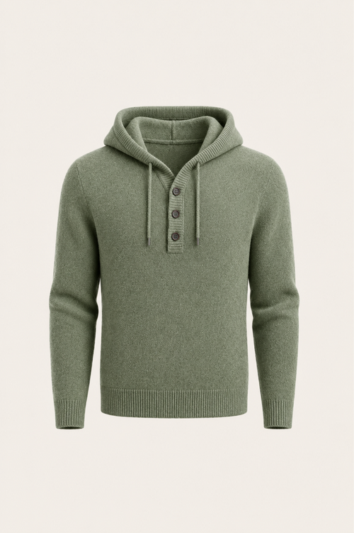 Avaro Merino Hooded Knit Green