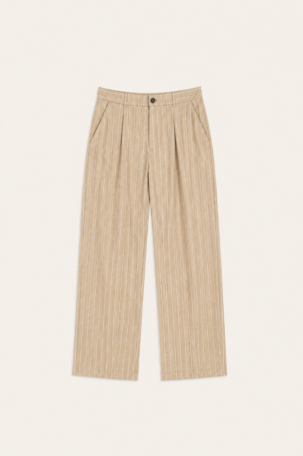 Borelo Linen Striped Trousers Khaki