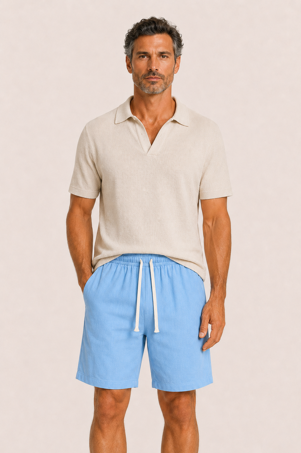 Aviro Linen Striped Short Light Blue