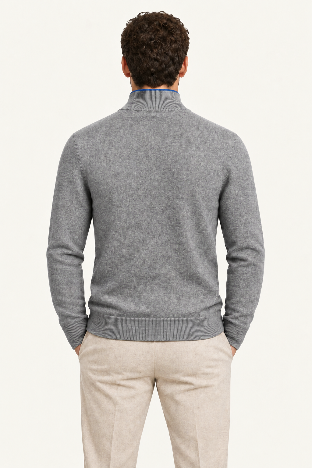 Sivaro Cashmere Reversible Zip Knit Blue & Grey