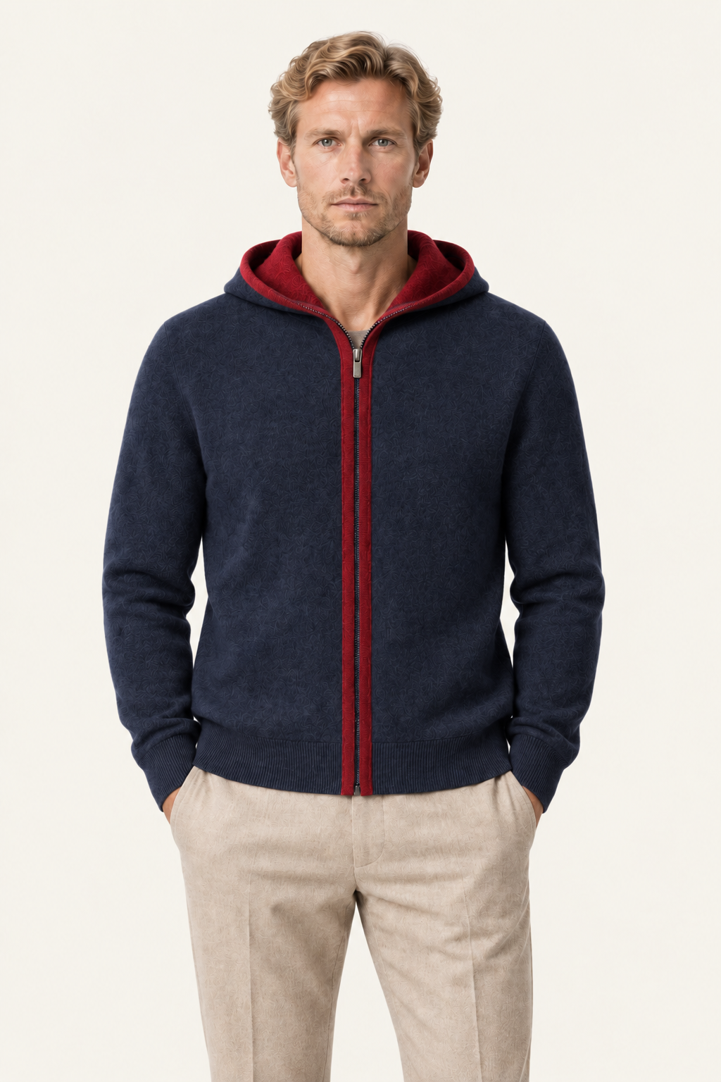 Ravalo Cashmere Zip Hoodie Navy