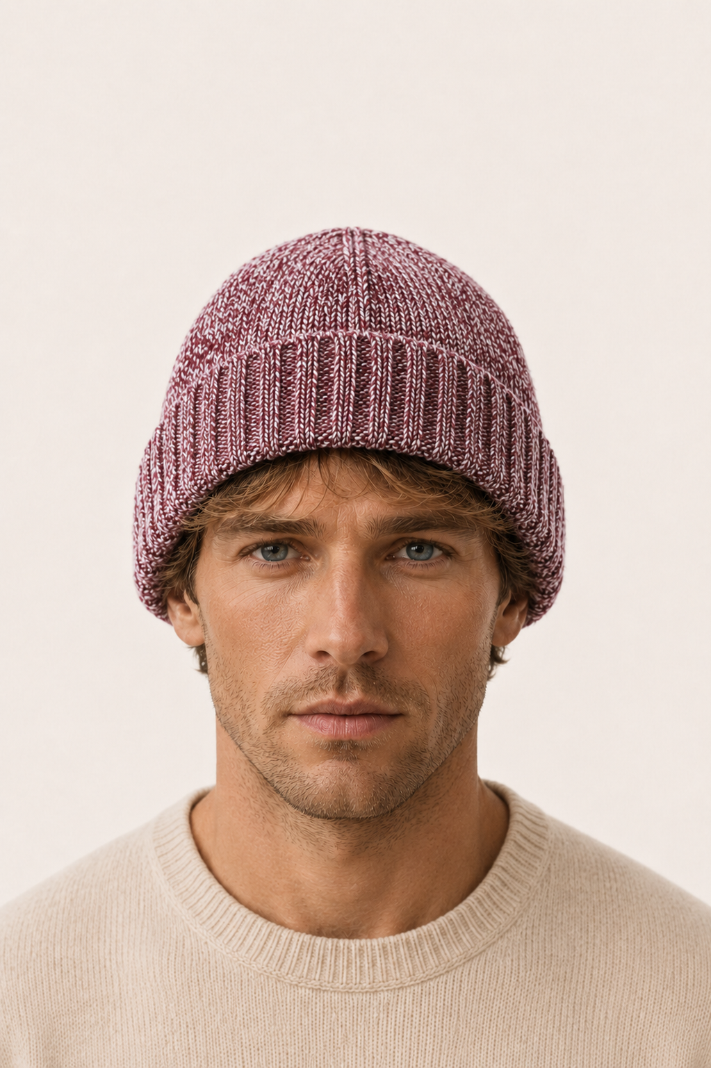 Ivaro Cashmere Beanie Burgundy Marl