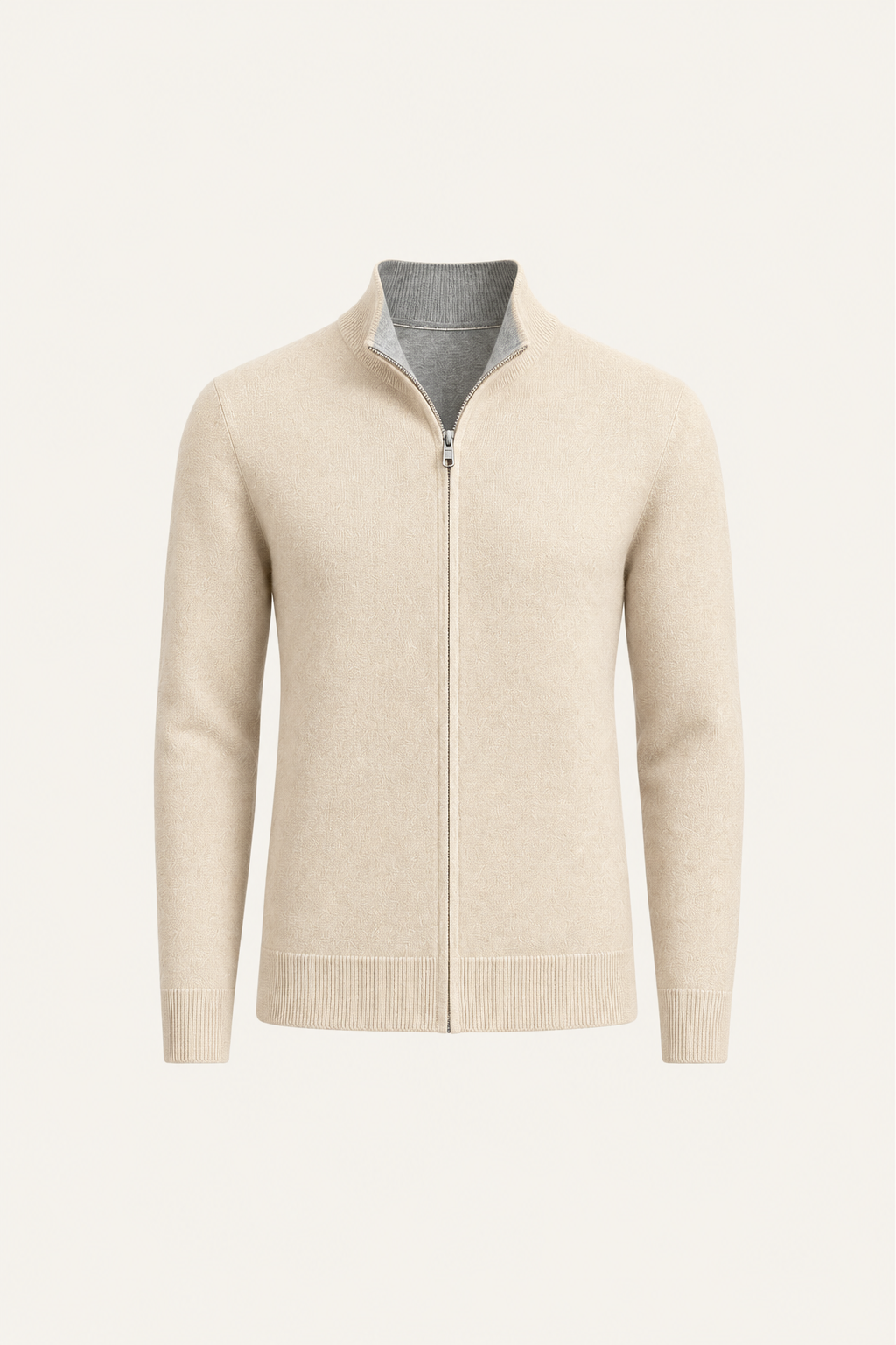 Sivaro Cashmere Reversible Zip Knit Beige & Grey