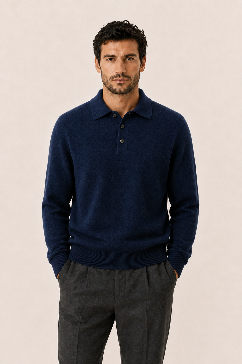 Avarel Wool Polo Knit Navy