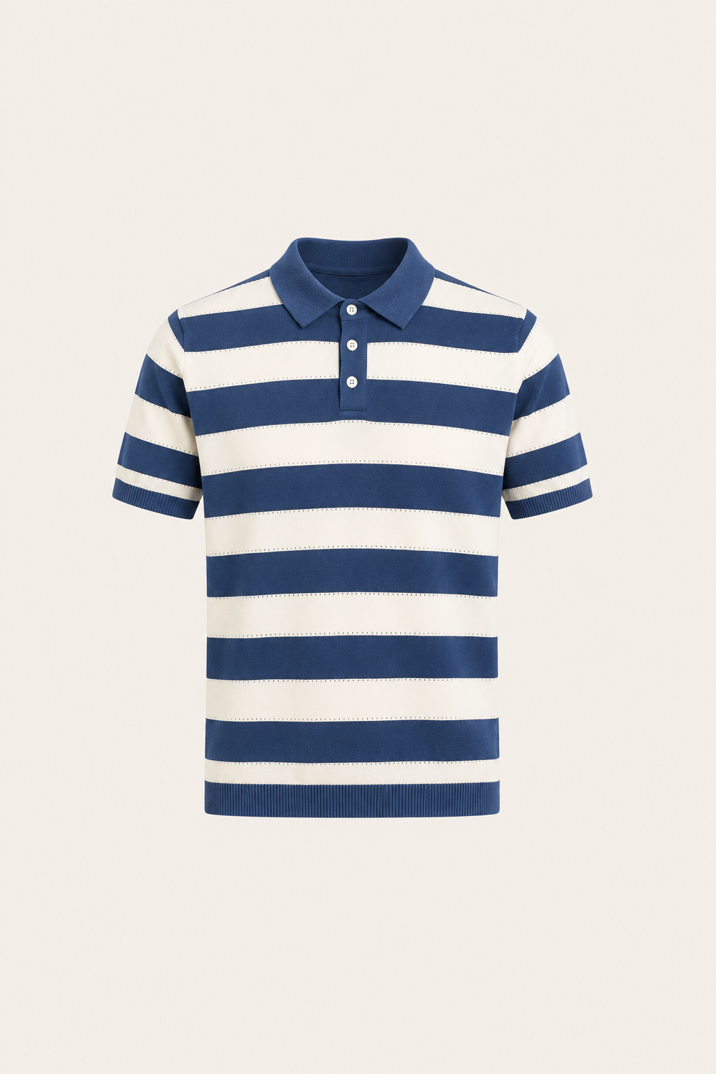 Melano Striped Knitted Polo Blue