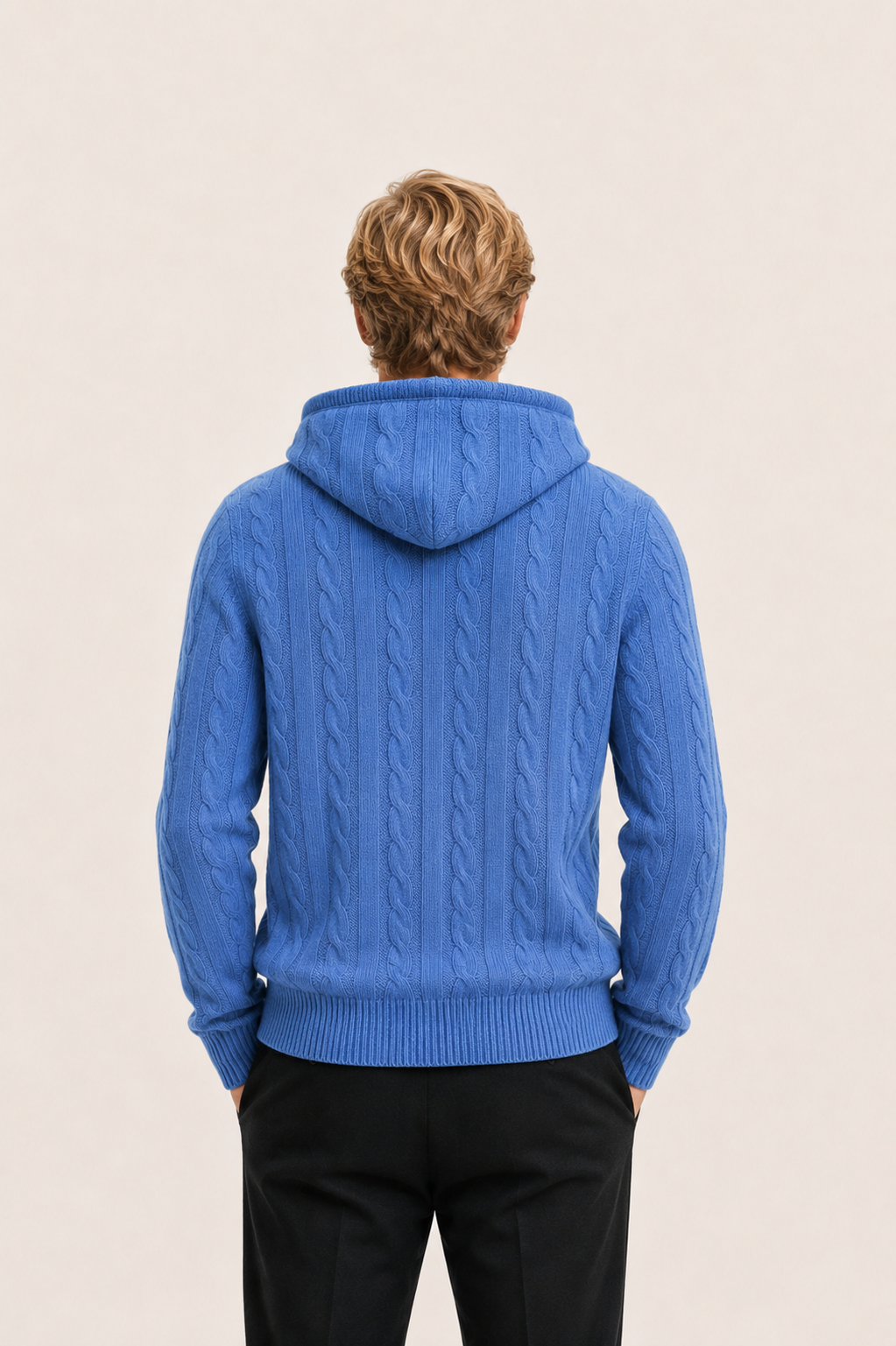 Avero Hooded Cable Knit Blue