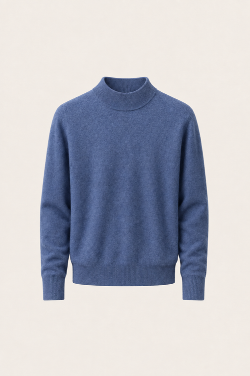 Aurelio Cashmere Mock Neck Cobalt