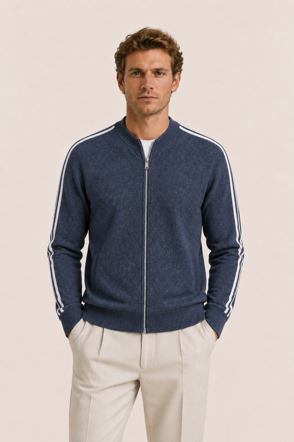 Darilo Wool Zip Knit Navy