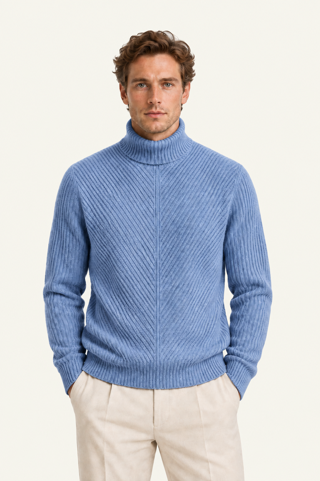 Moravi Cashmere Knit Turtleneck Blue