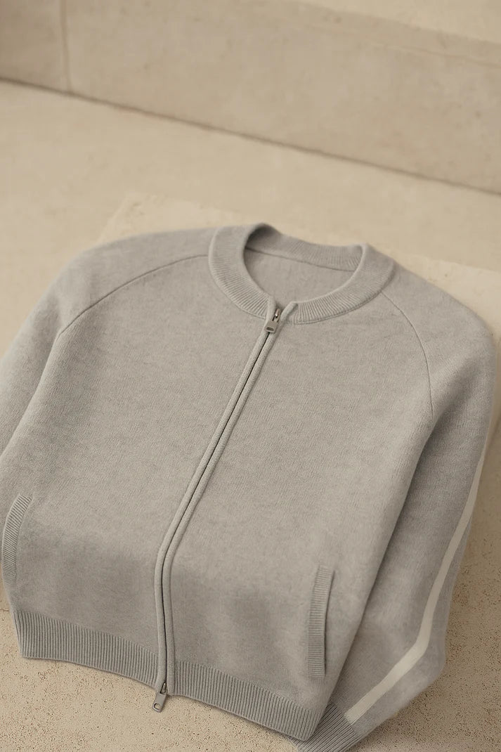 Darilo Cashmere Zip Knit Grey