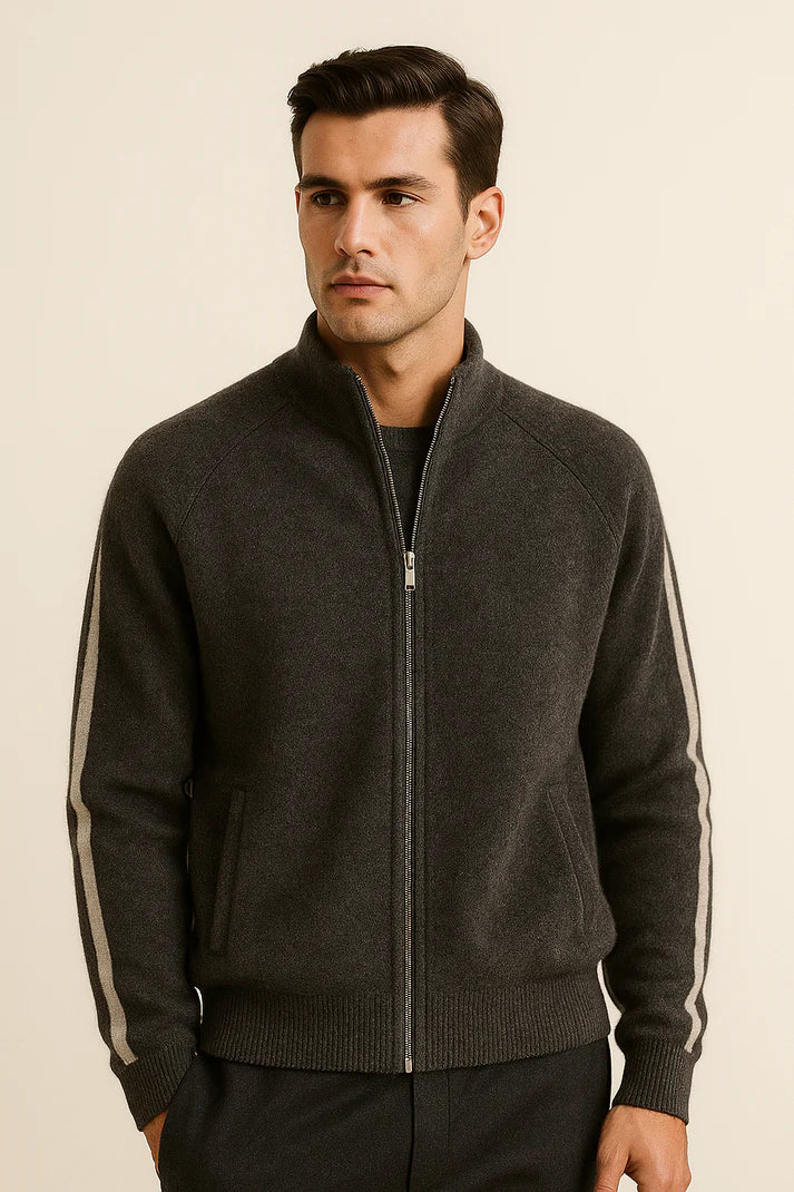 Darilo Cashmere Zip Knit Dark Grey