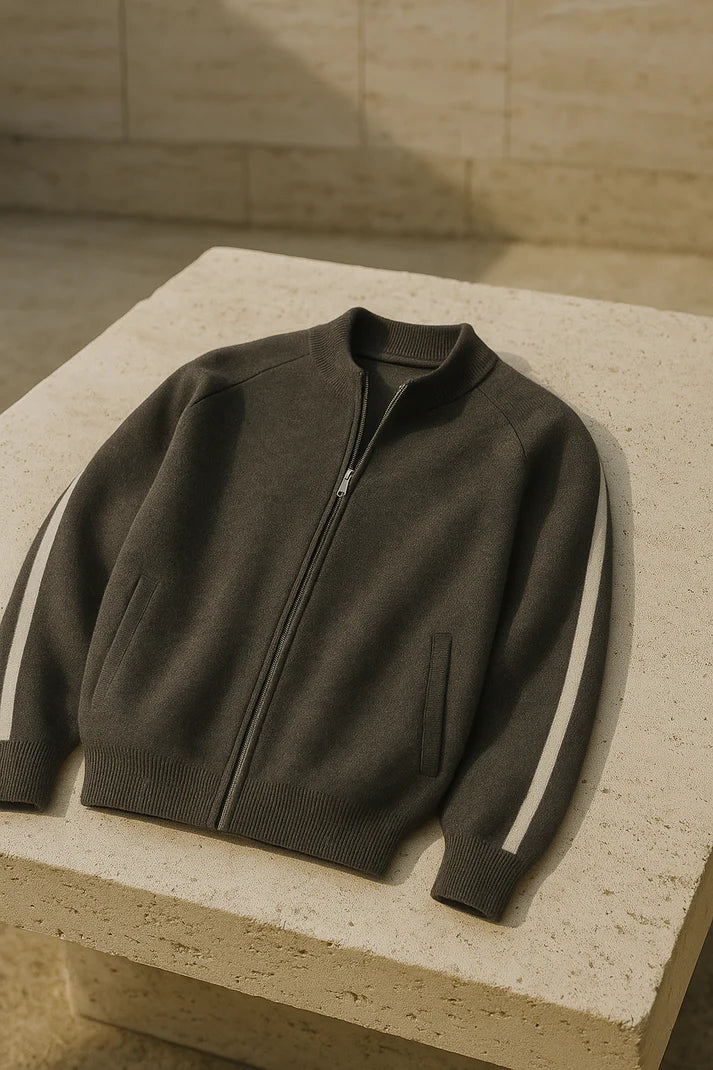 Darilo Cashmere Zip Knit Dark Grey