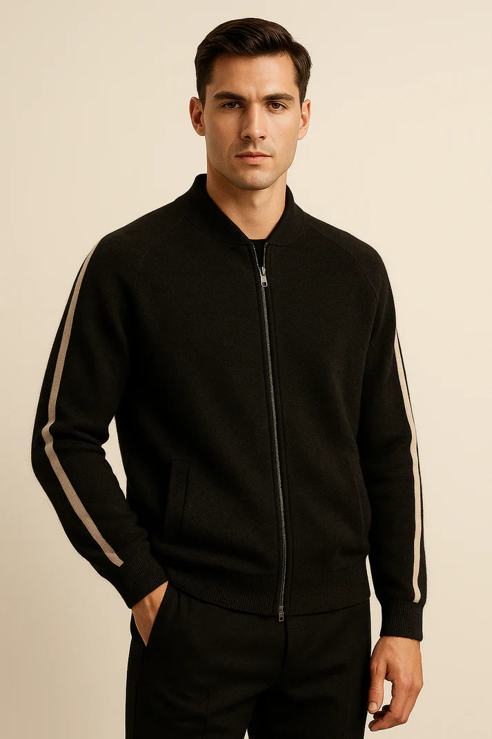 Darilo Cashmere Zip Knit Black