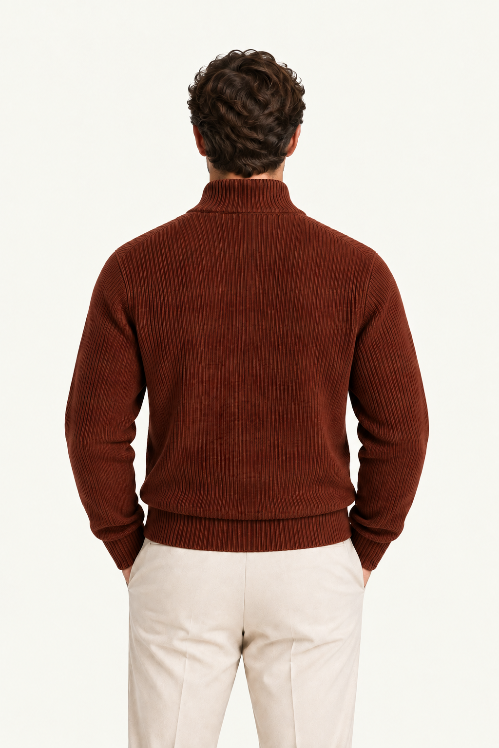 Narivo Wool Zip Knit Terracotta