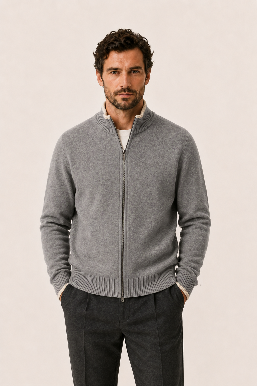 Neviro Zip Cardigan Grey