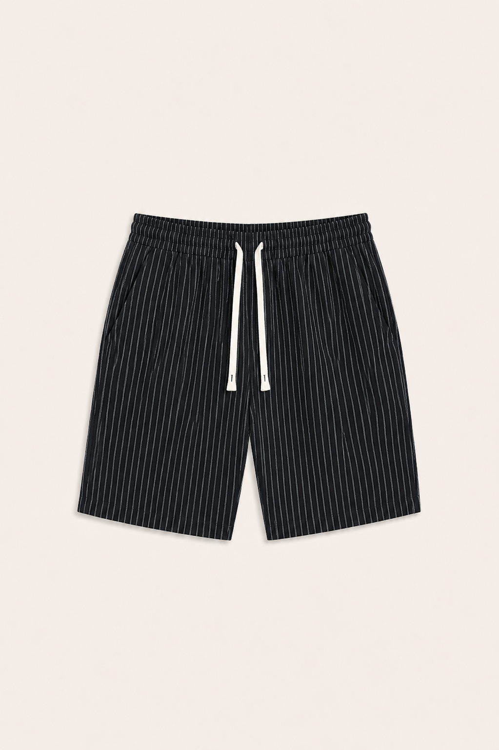 Lenaro Linen Striped Short Black