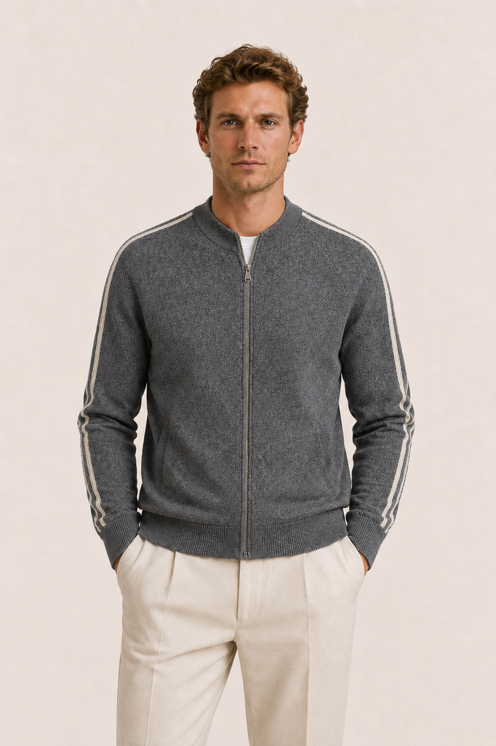 Darilo Wool Zip Knit Dark Grey