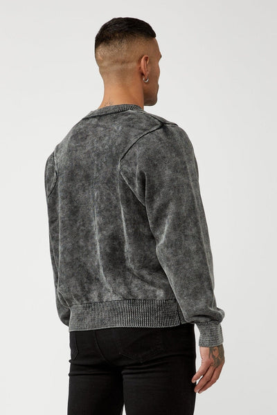 Pull en tricot gris à panneaux