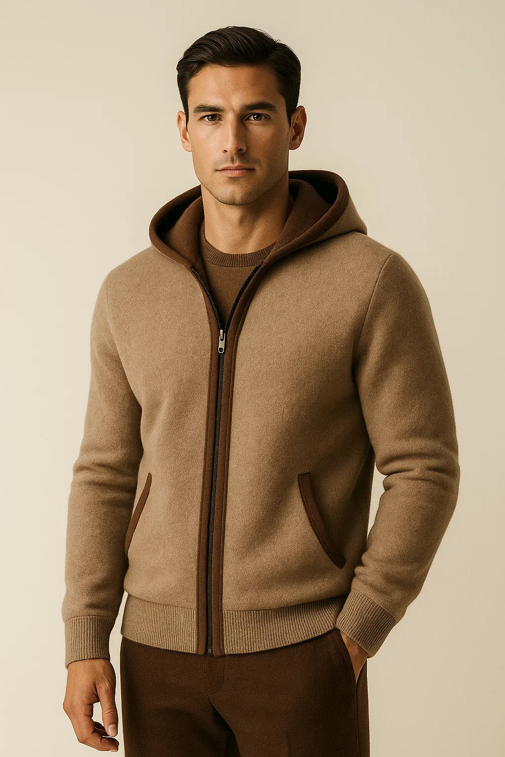 Ravalo Hooded Cardigan Brown