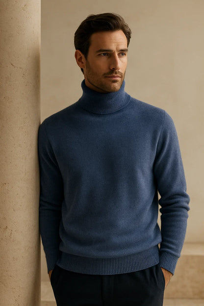 Paravi Cashmere Turtleneck Blue
