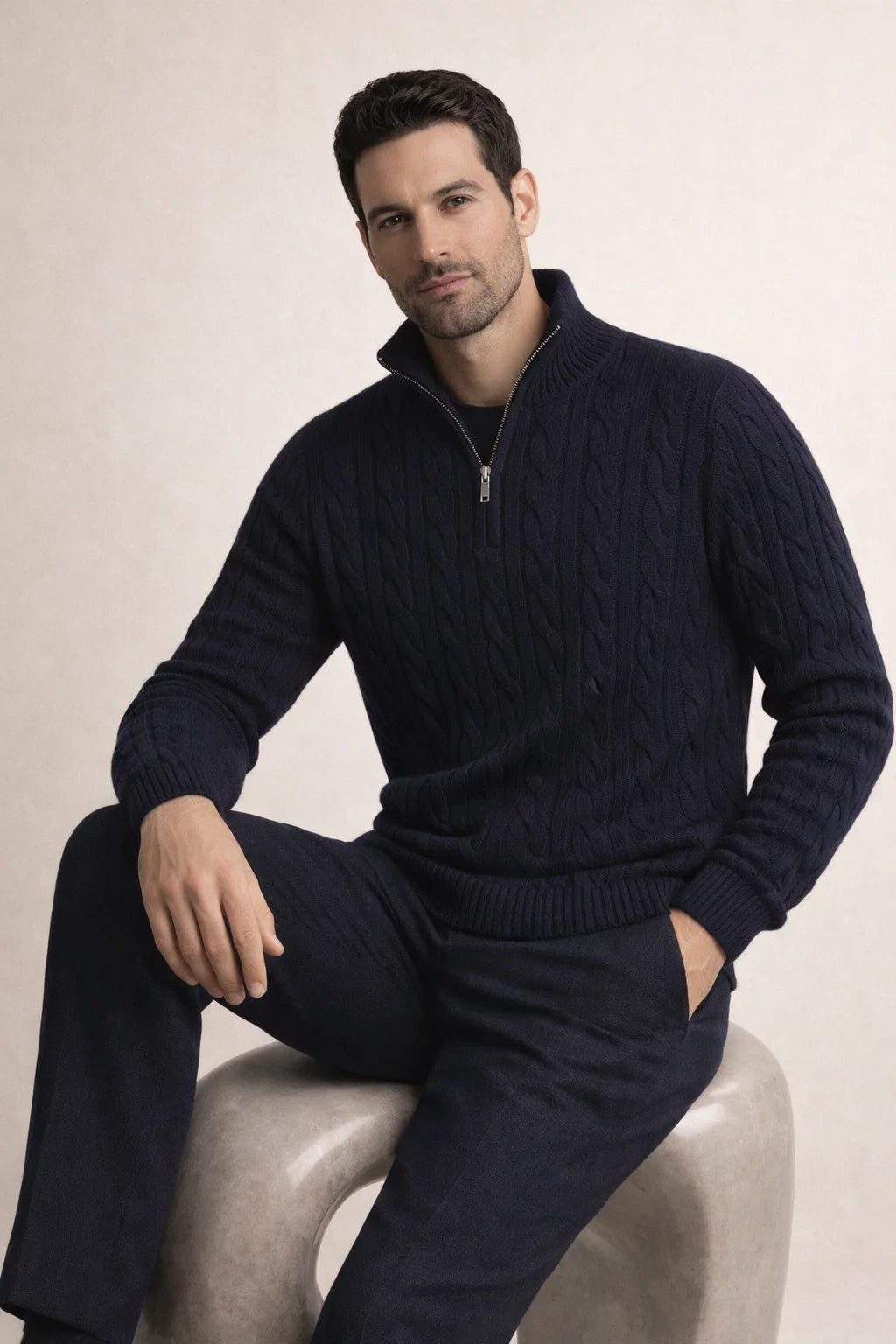 Tilano Cable Knit Navy