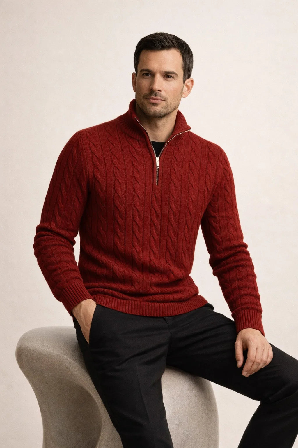 Tilano Cable Knit Burgundy
