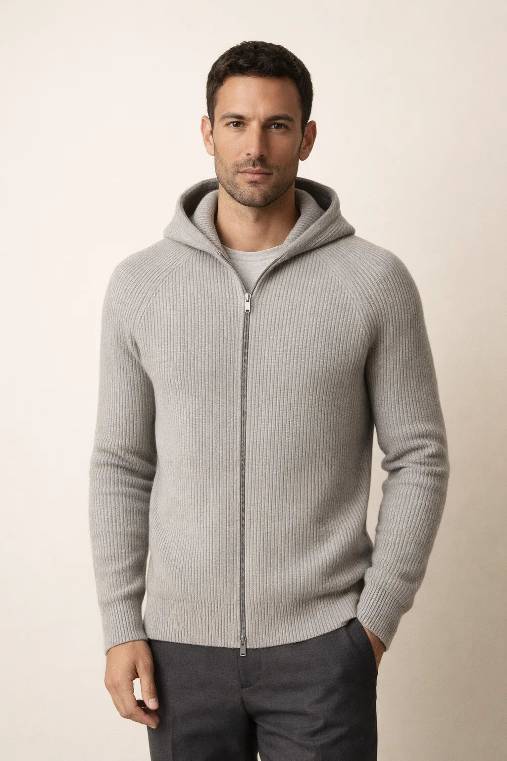 Zelano Merino Hooded Sweater Grey