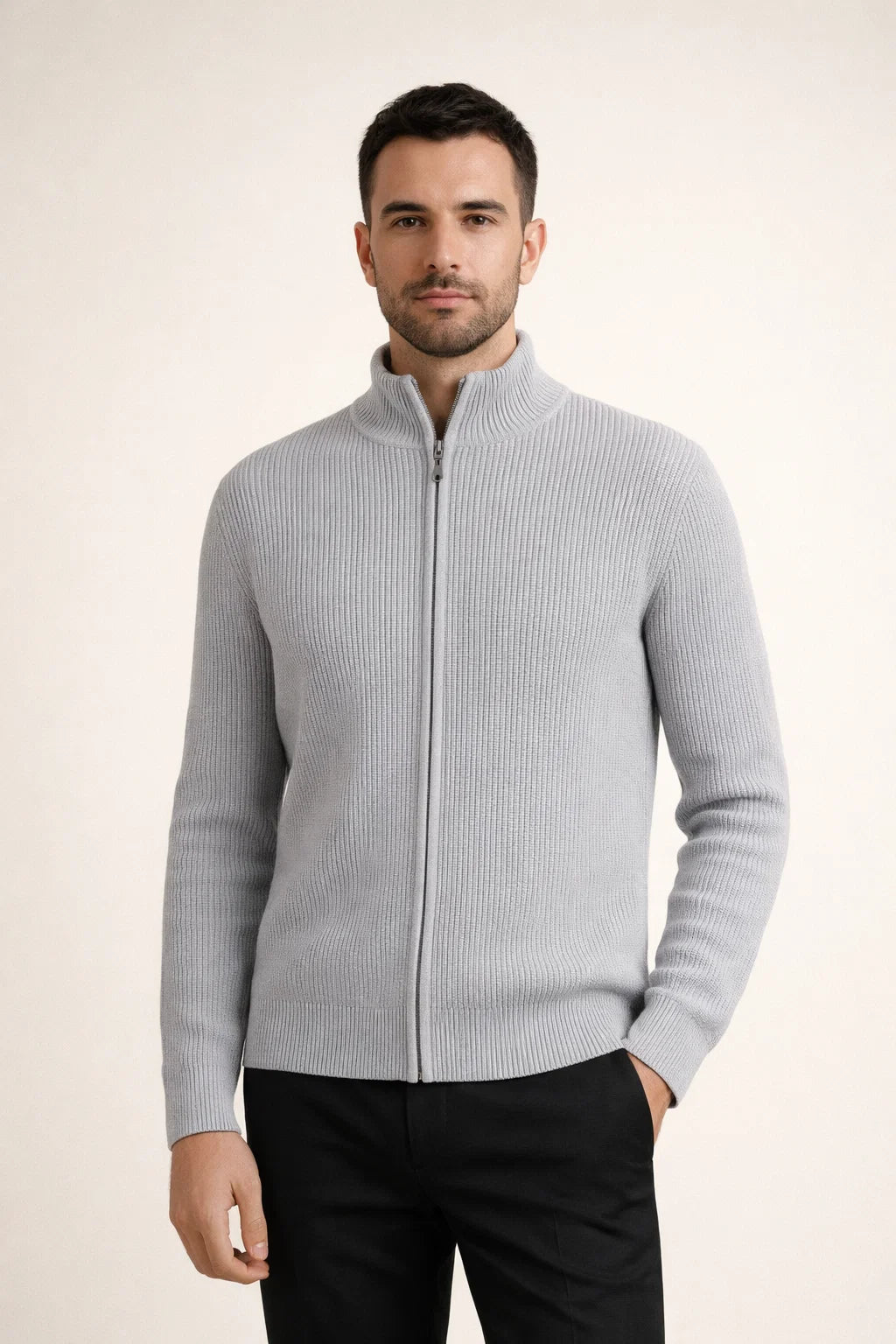 Arelon Cashmere Zip Knit Grey