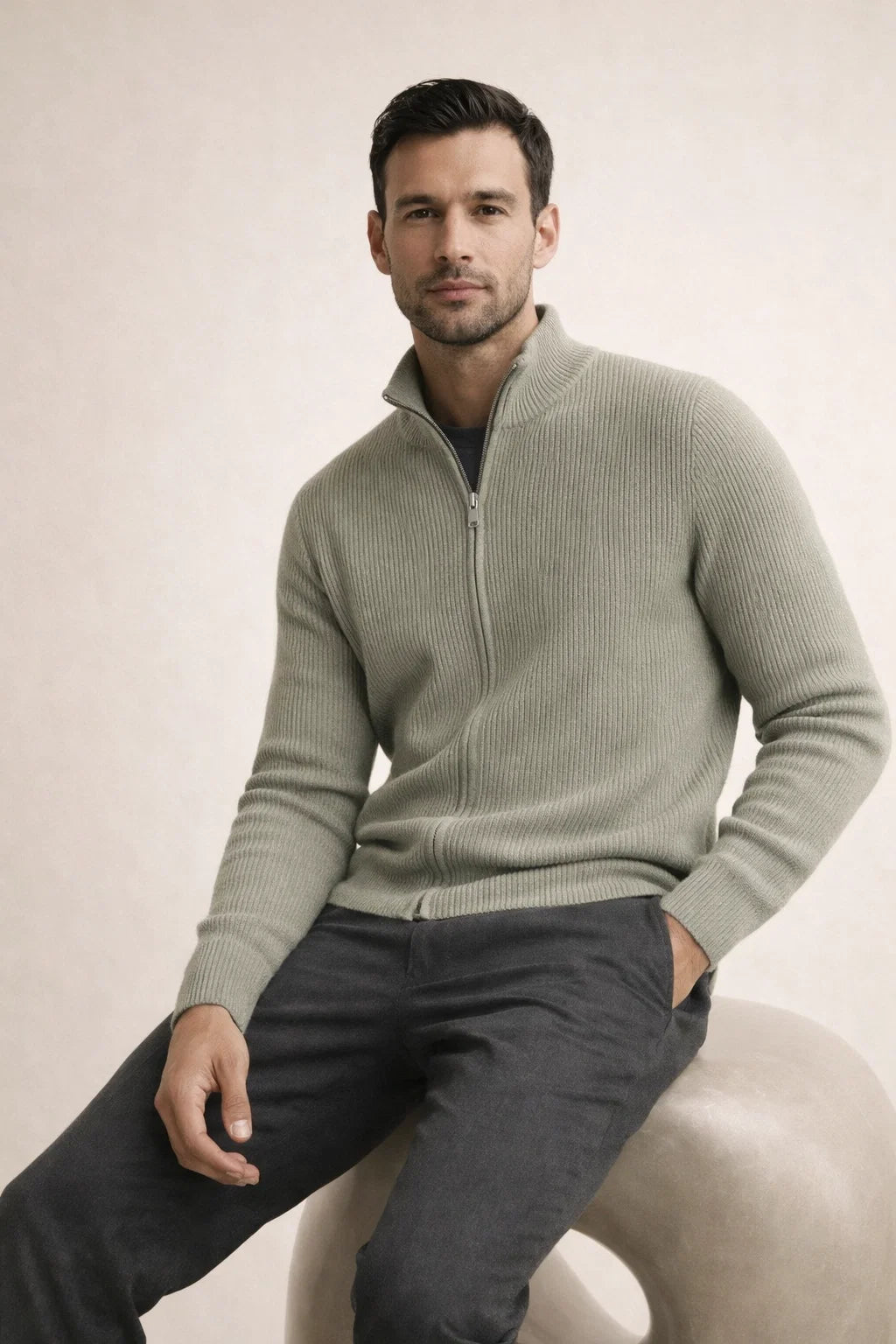 Arelon Cashmere Zip Knit Green