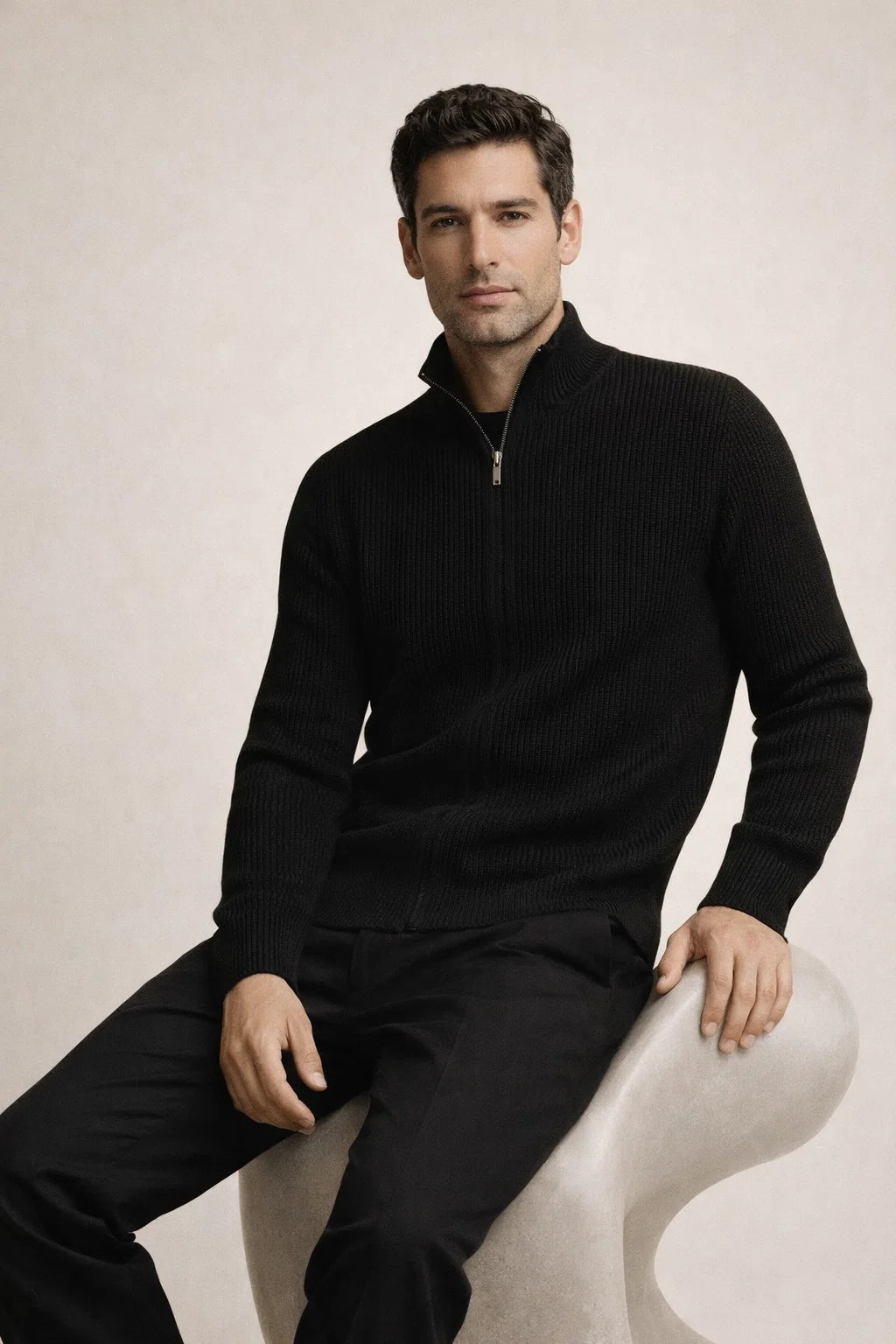 Arelon Cashmere Zip Knit Black