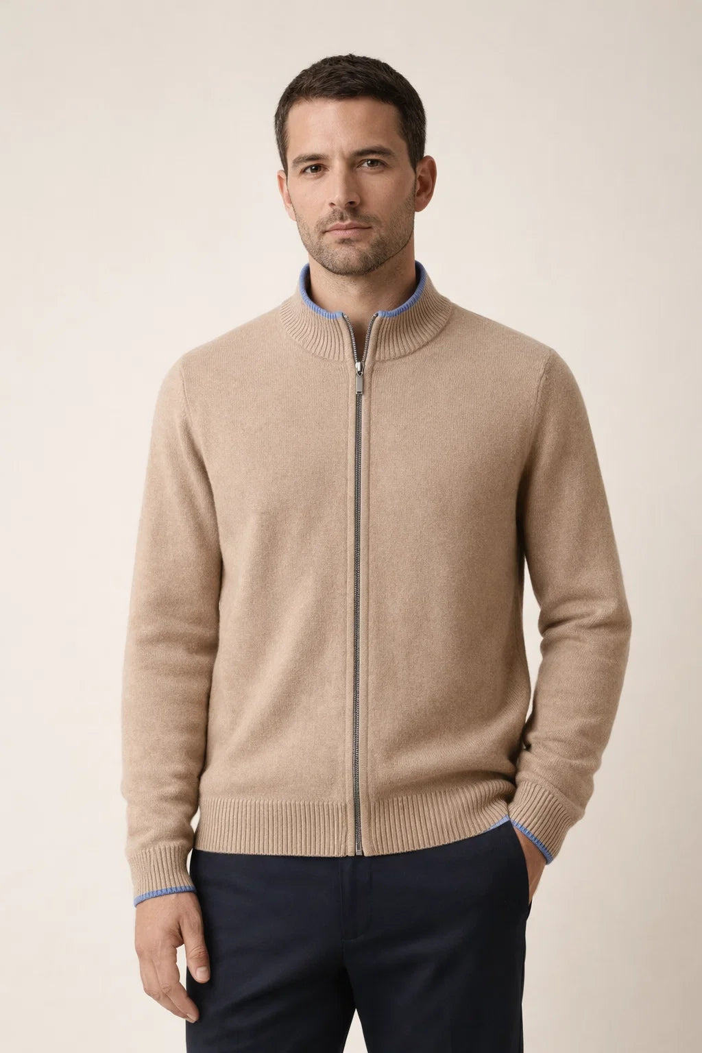 Neviro Zip Cardigan Beige