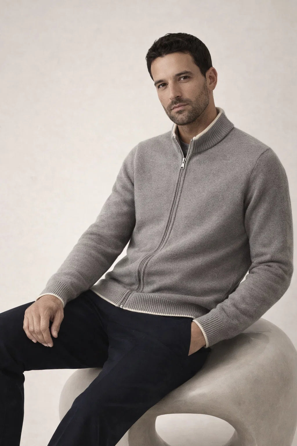 Neviro Zip Cardigan Grey