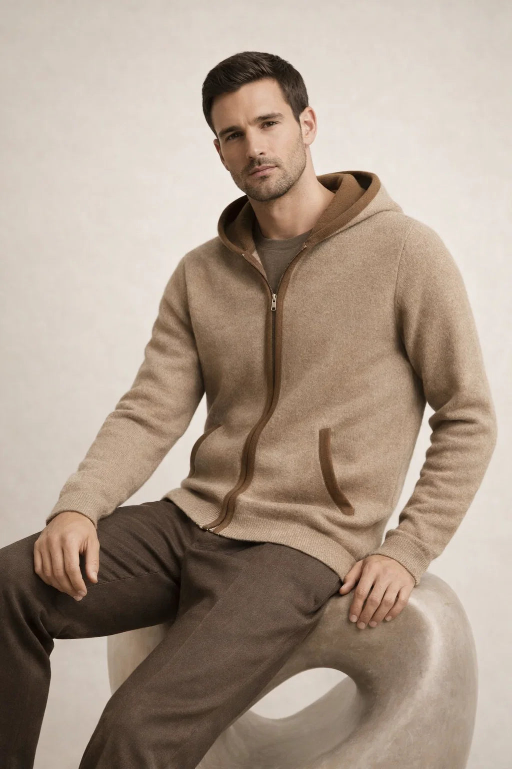Ravalo Hooded Cardigan Brown