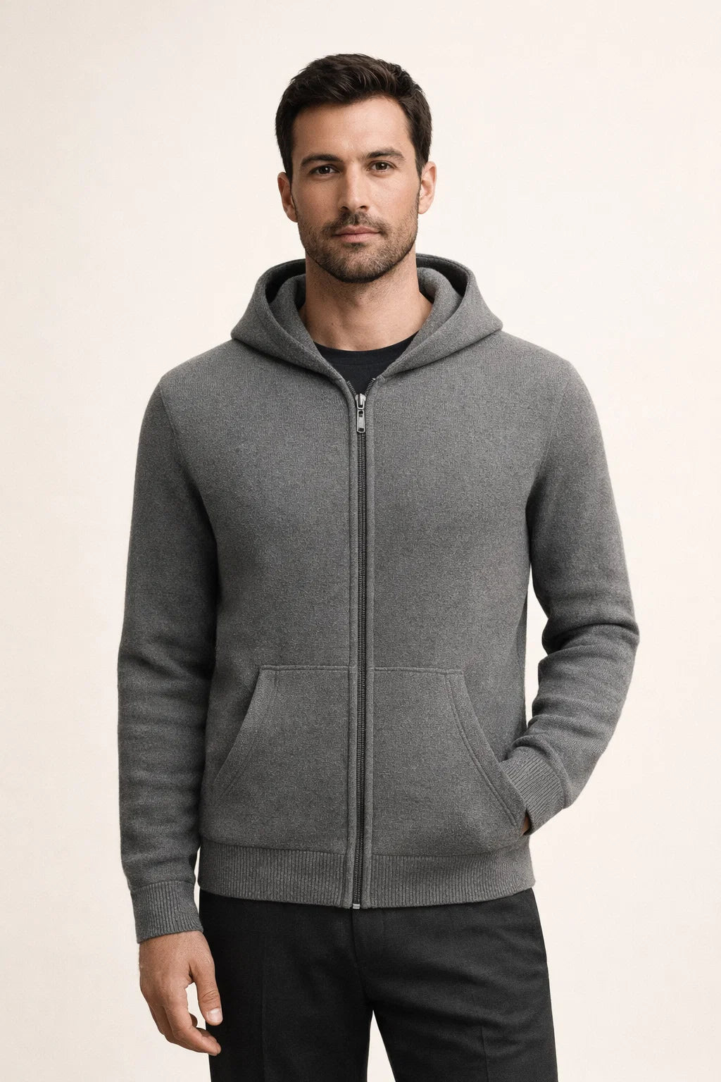 Tonari Hooded Zip Dark Grey