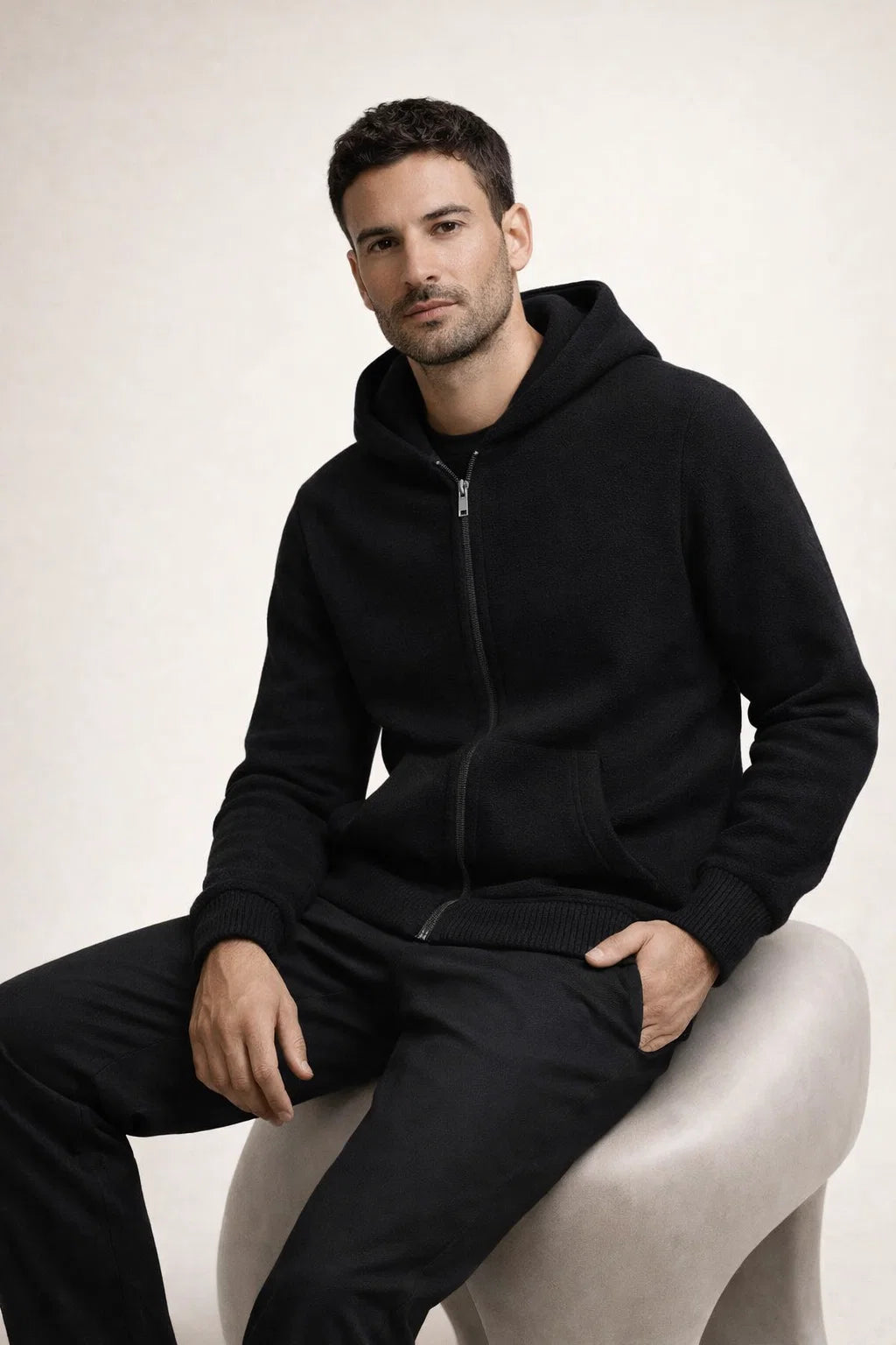 Tonari Hooded Zip Black