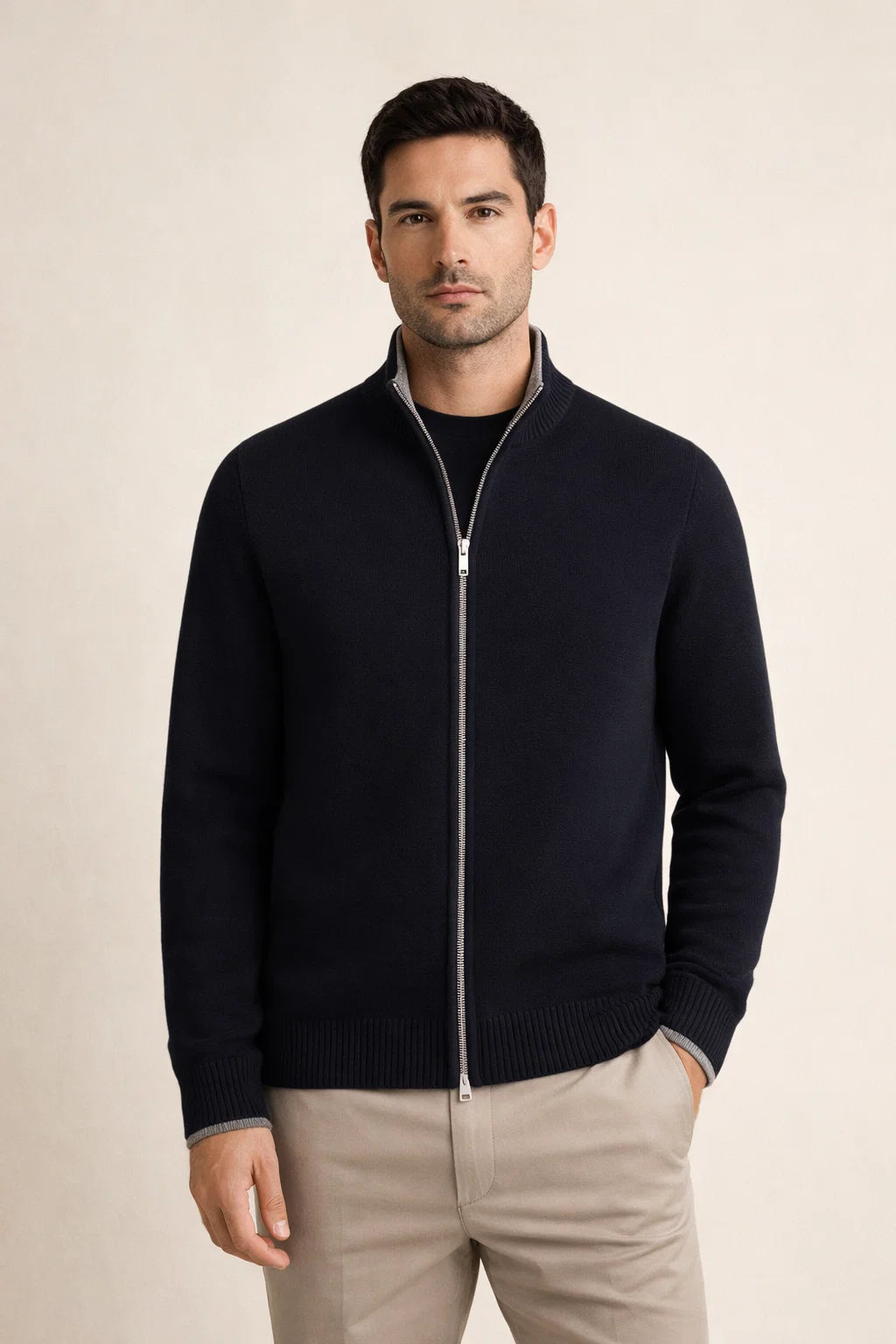 Neviro Zip Cardigan Navy