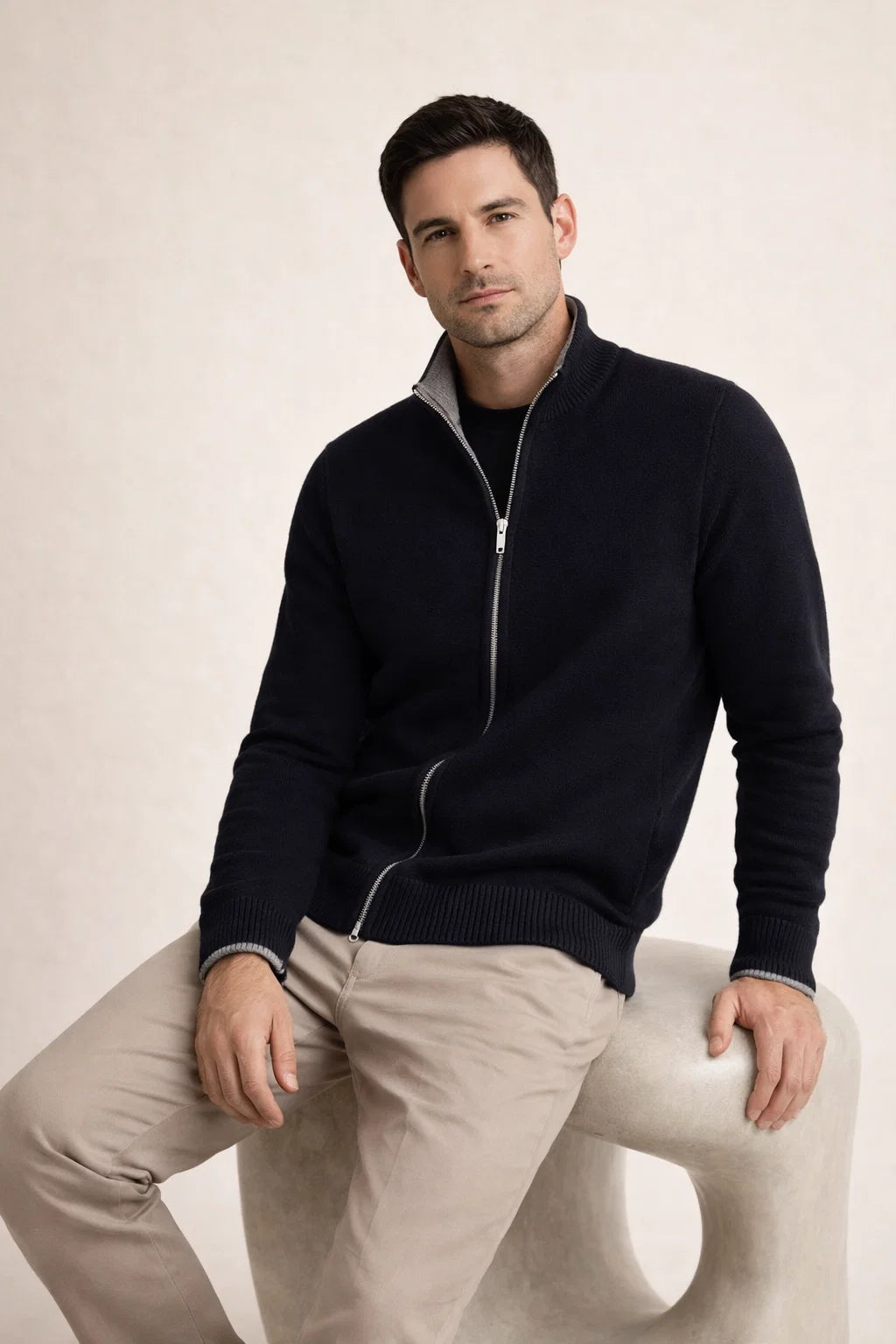 Neviro Zip Cardigan Navy