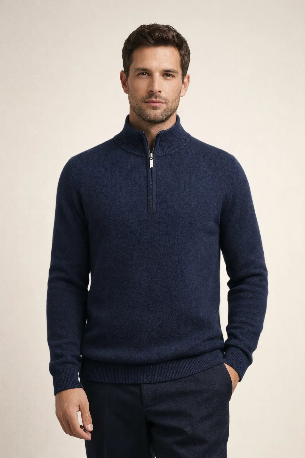 Caveli Quarter-Zip Knit Navy