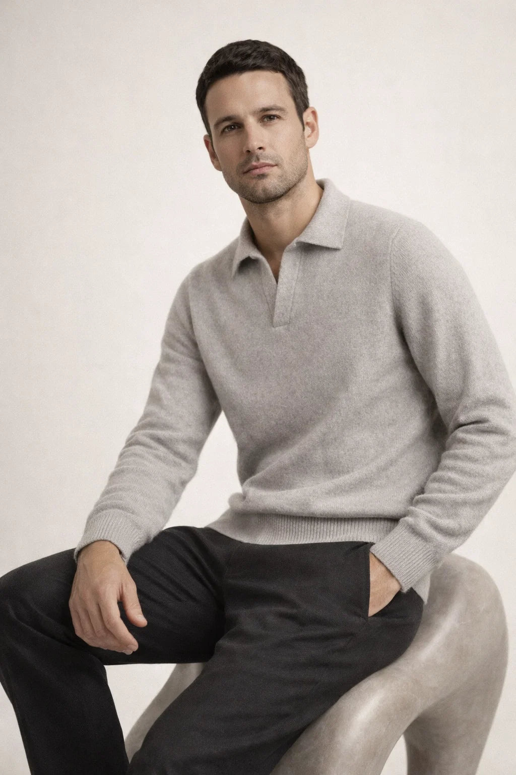 Malero Cashmere Polo Knit Grey