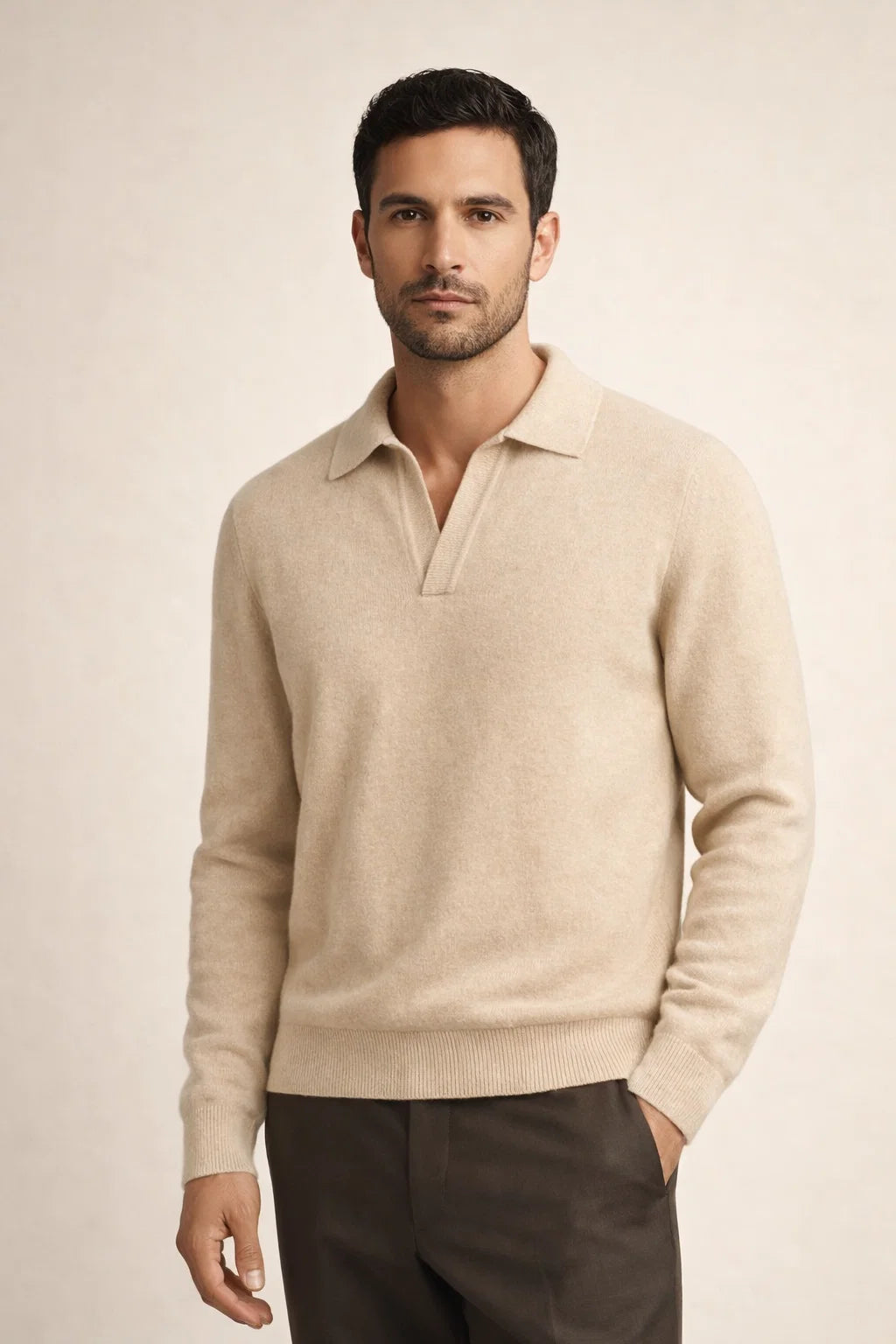 Malero Cashmere Polo Knit Oatmeal