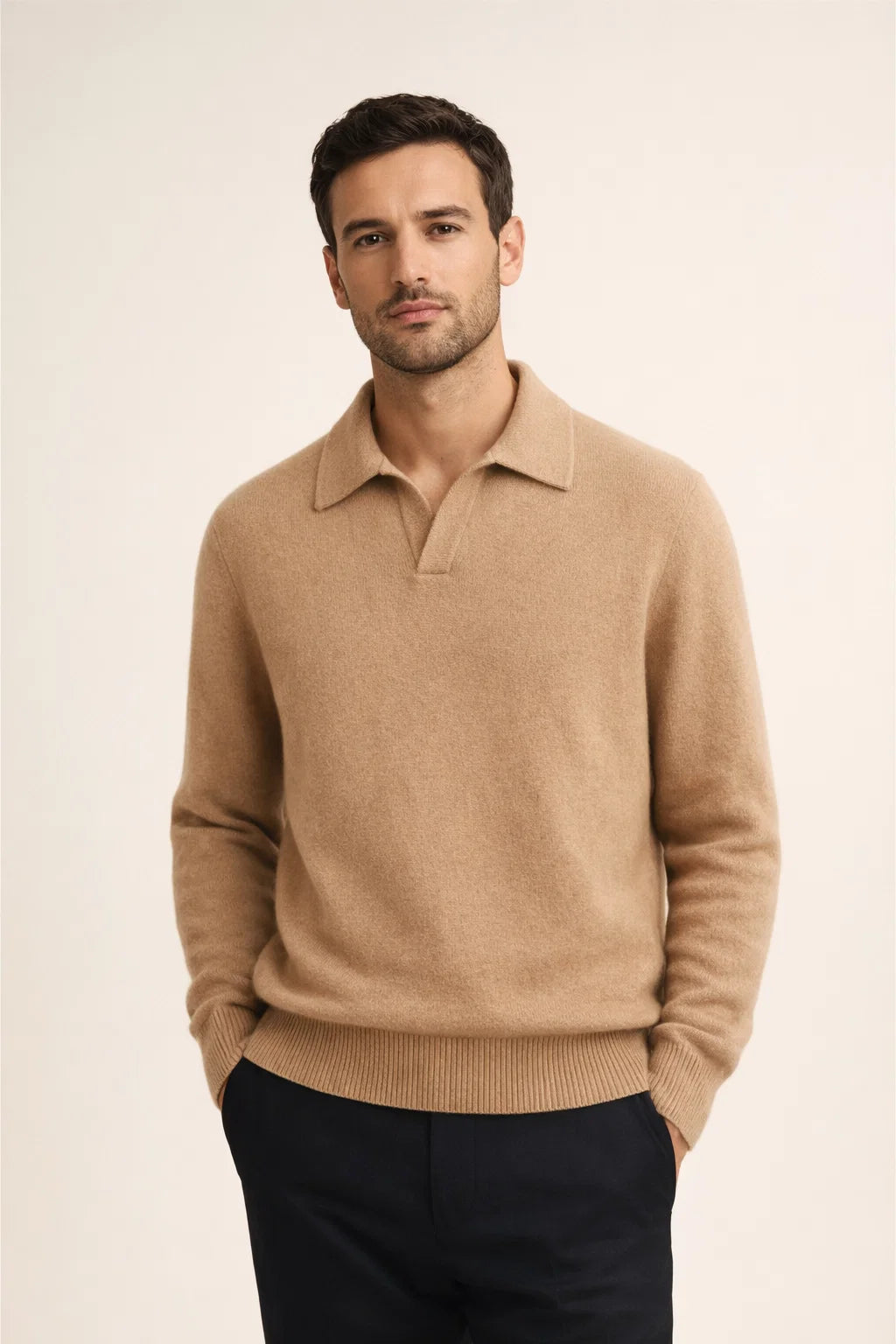 Malero Cashmere Polo Knit Light Brown