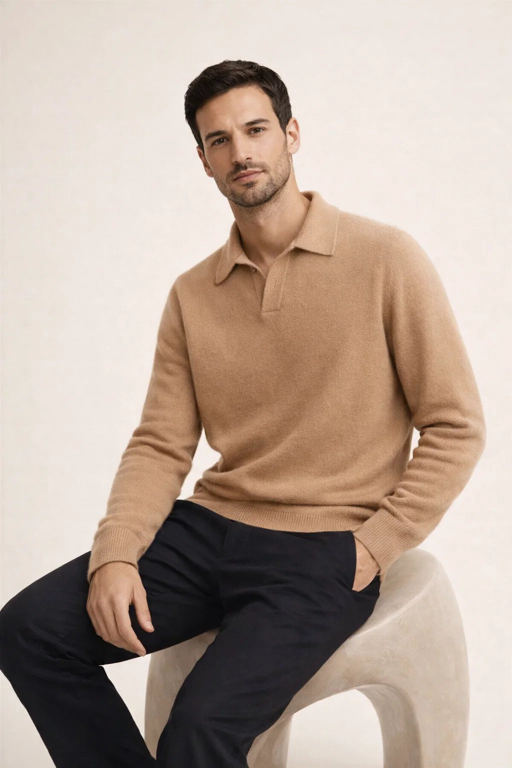 Malero Cashmere Polo Knit Light Brown
