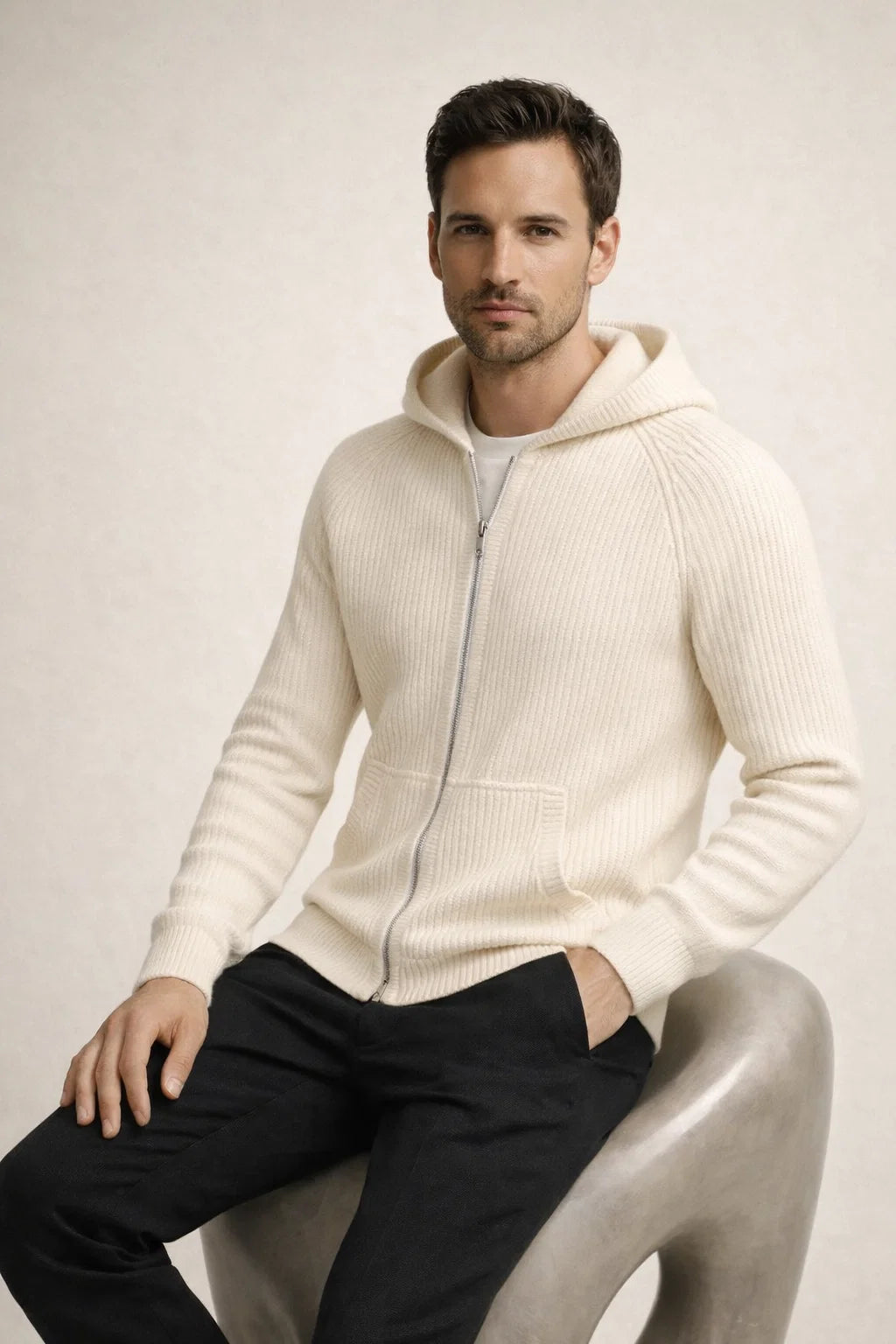 Velani Hooded Knit Ivory