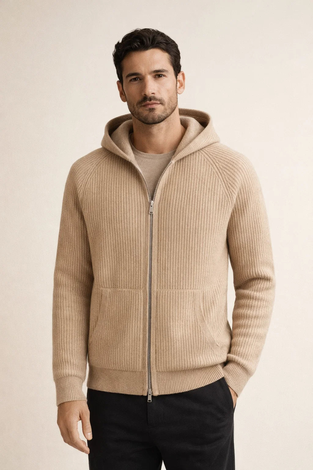 Velani Hooded Knit Light Brown