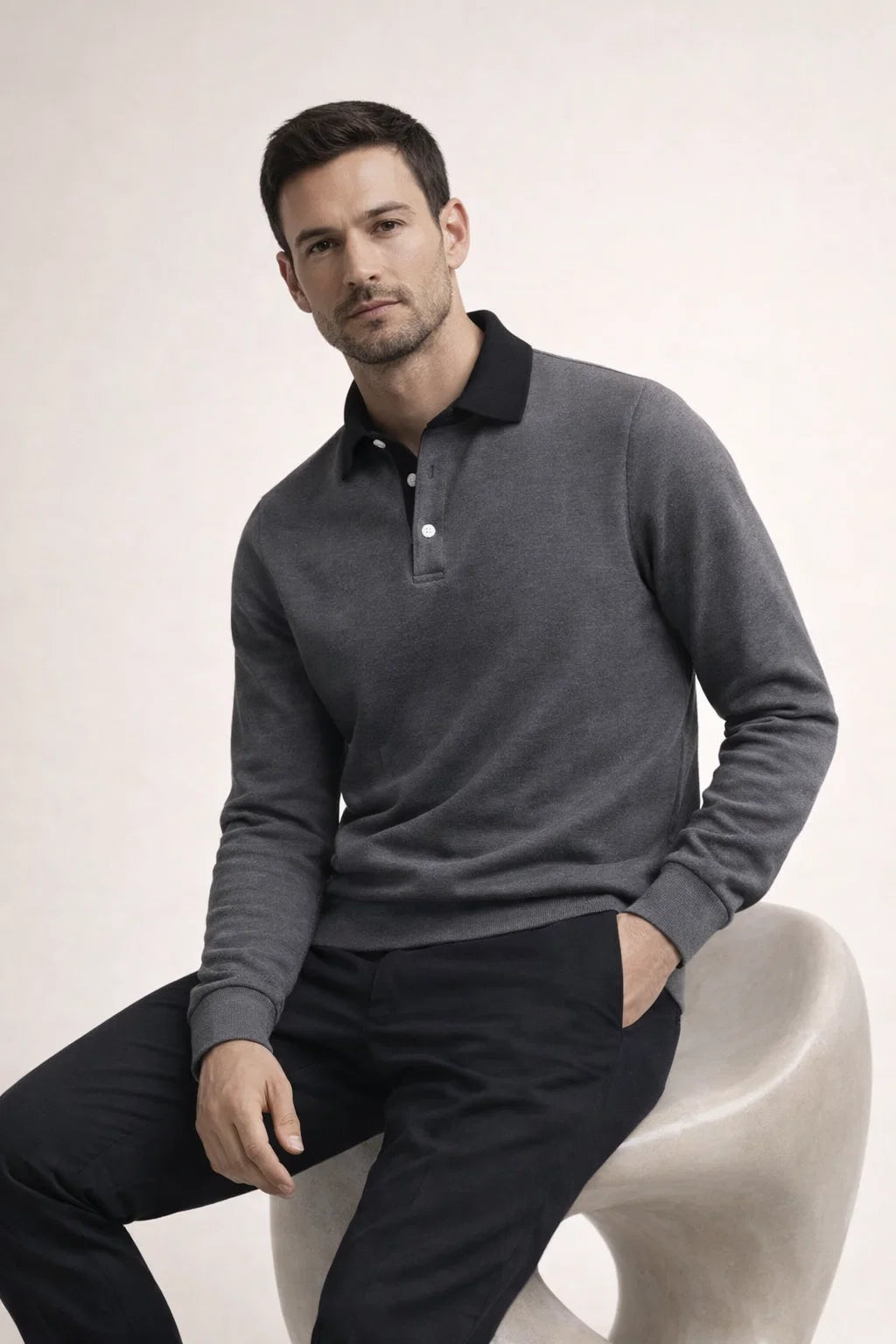 Meravo Polo Knit Grey