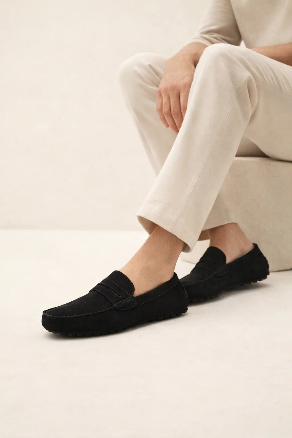 Suede Driver Loafers Black