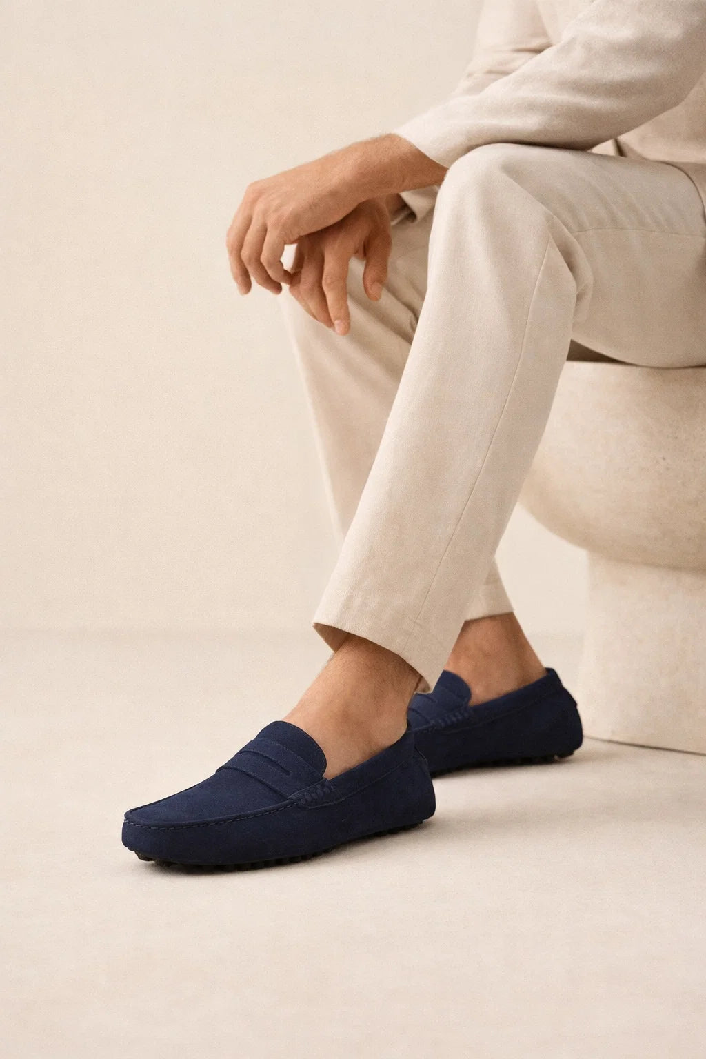 Suede Driver Loafers Navy