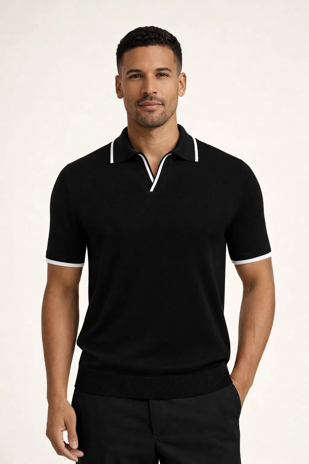 Parivo Knitted Polo Black